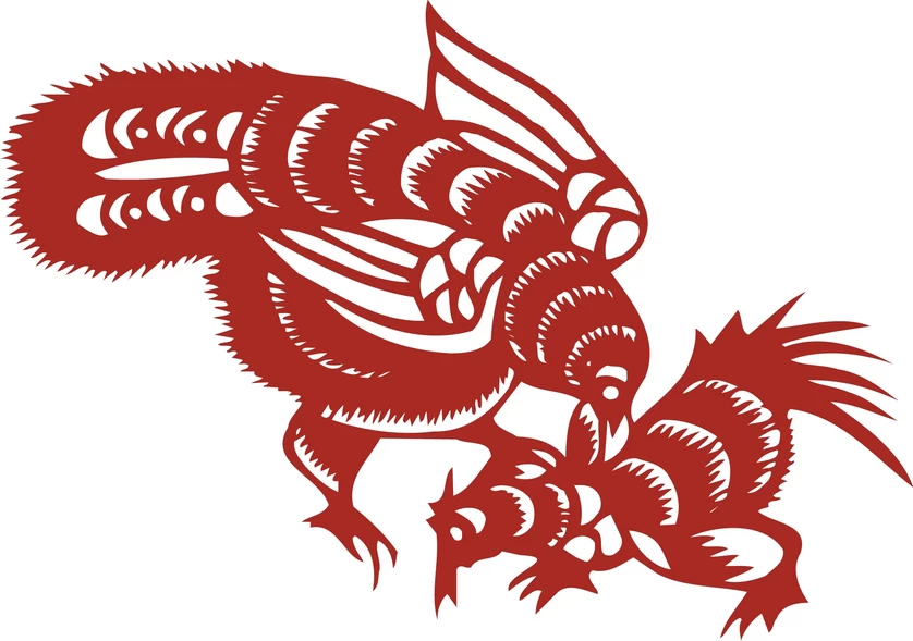 中国风中式传统喜庆民俗人物动物窗花剪纸插画边框AI矢量PNG素材【429】